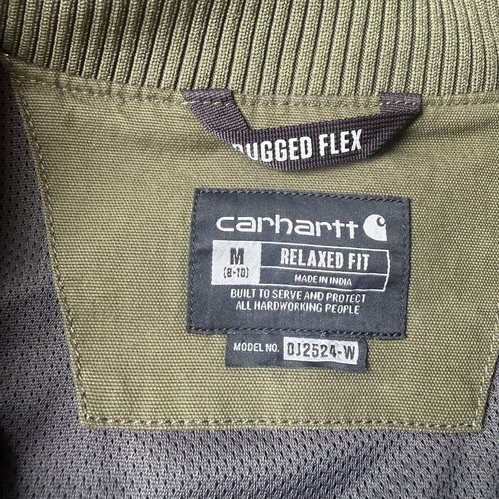 Carhartt Womens Medium Crawford Rugged Flex Canvas Bomber Jacket Green Winery - Picture 5 of 14